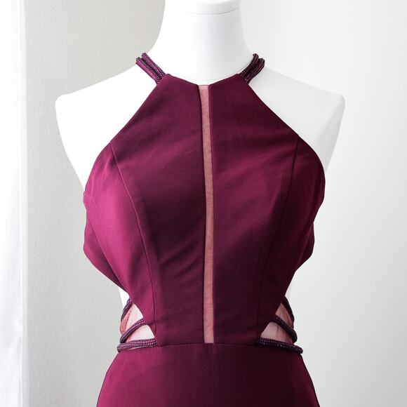 Glamour by Terani Couture Wine Burgundy Beaded ball gown size 2 XS - Picture 5 of 8